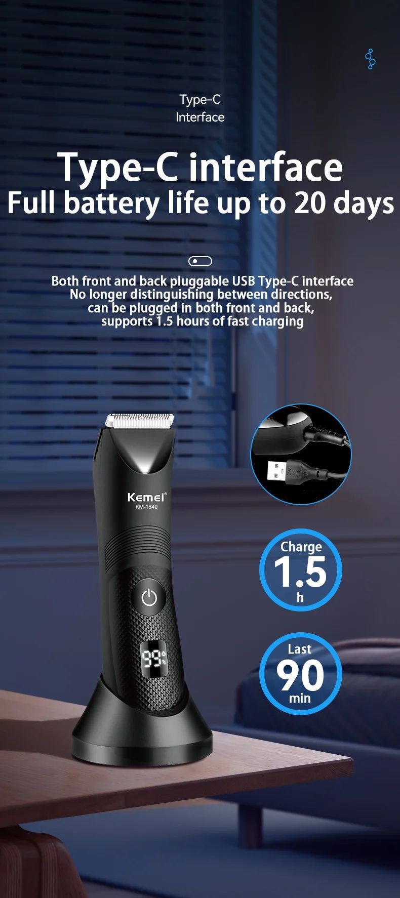 Kemei aparador de pelos íntimos para homens e mulheres