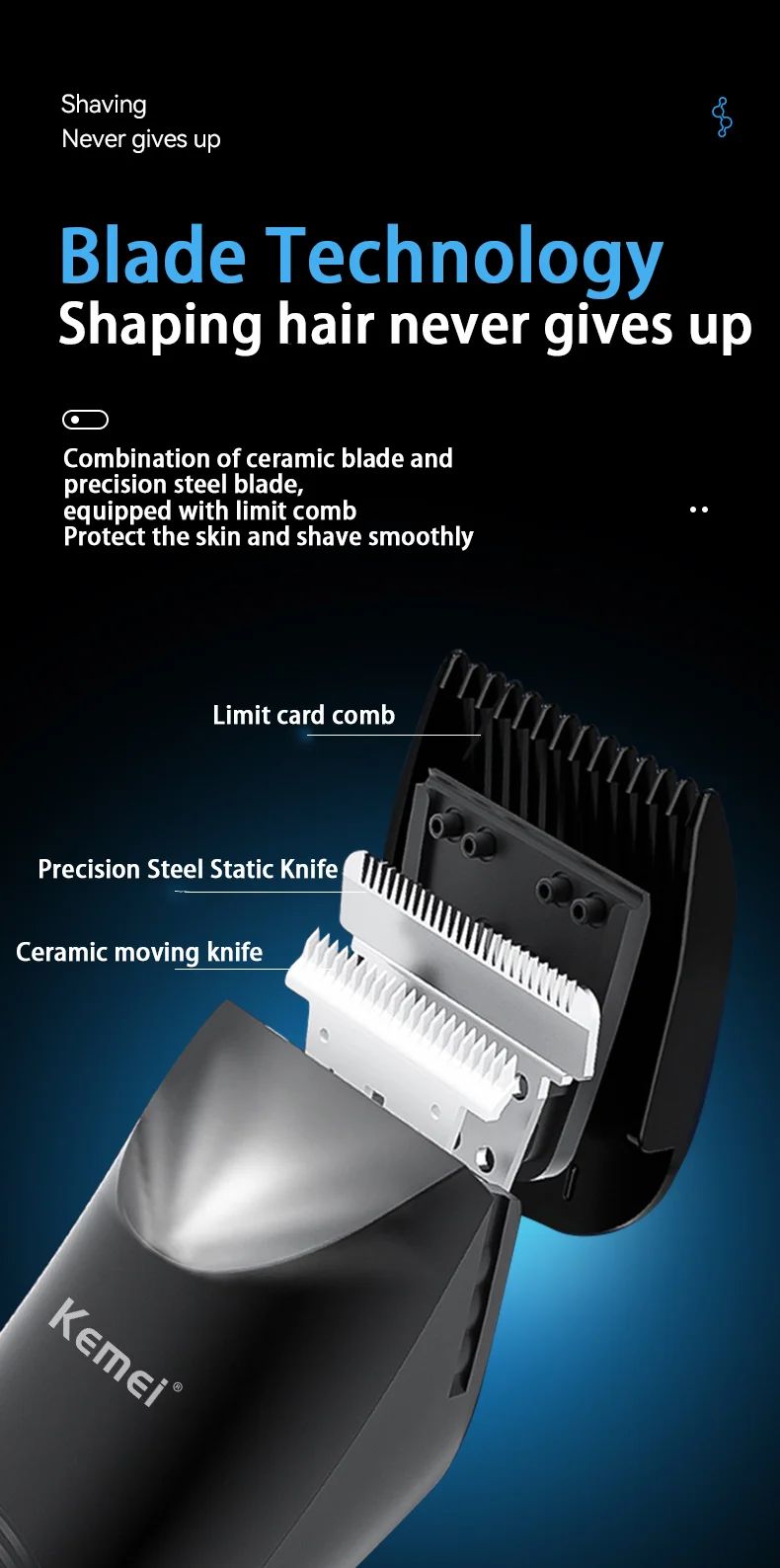 Kemei aparador de pelos íntimos para homens e mulheres